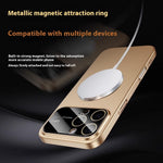 For iPhone 16 Pro Max Magnetic Case Large View Window Matte PC Phone Back Cover with Lens Film - Desert Gold