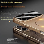 For iPhone 16 Pro Max Magnetic Case Large View Window Matte PC Phone Back Cover with Lens Film - Desert Gold