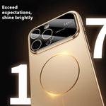 For iPhone 16 Pro Max Magnetic Case Large View Window Matte PC Phone Back Cover with Lens Film - Desert Gold