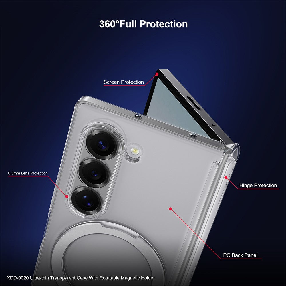 XUNDD til Samsung Galaxy Z Fold6 5G magnetisk cover med støttefod og PC-bagside med hærdet glas