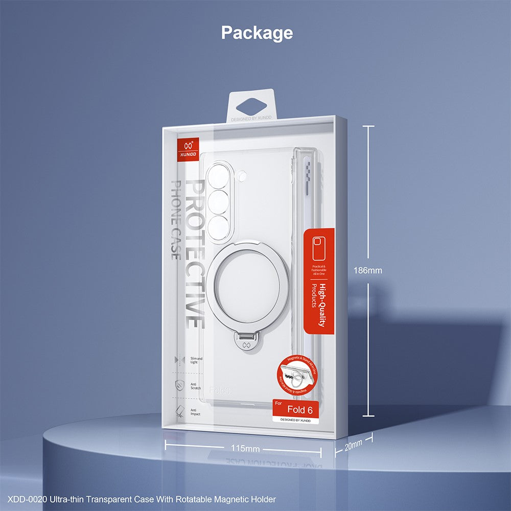 XUNDD til Samsung Galaxy Z Fold6 5G magnetisk cover med støttefod og PC-bagside med hærdet glas