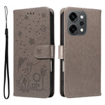For Oppo Reno14 Pro 5G (China) / Oppo Reno14 Pro 5G (Global) Leather Wallet Case Cat Bee Pattern Phone Cover Stand