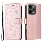 For Oppo Reno14 Pro 5G (China) / Oppo Reno14 Pro 5G (Global) Leather Wallet Case Cat Bee Pattern Phone Cover Stand