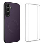 WANLONFENG magnetisk etui til Samsung Galaxy S25 FE TQ1-serien, PC- og TPU-mobilcover med kulfiberstruktur og 2 skærmfilm