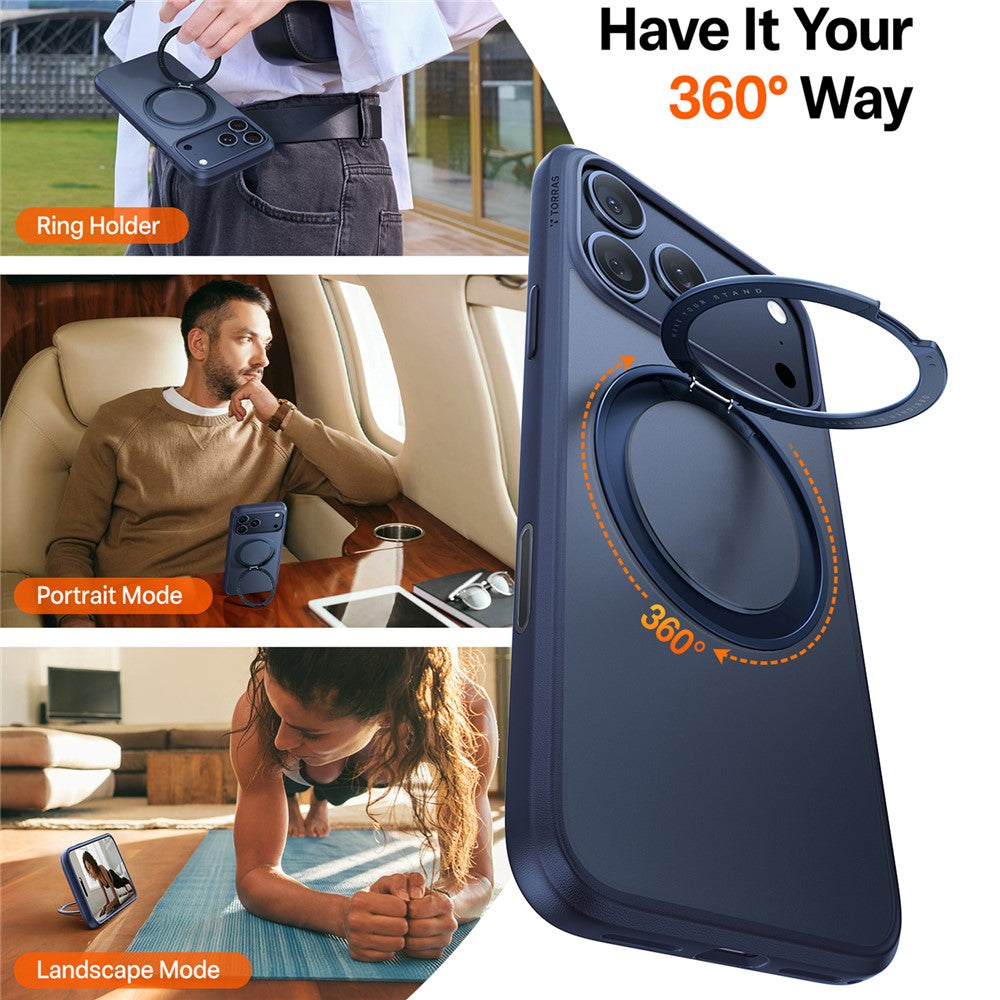 TORRAS Ostand O1 Guardian Series For iPhone 17 Pro Magnetic Case Rotating Kickstand TPU + PC Phone Cover