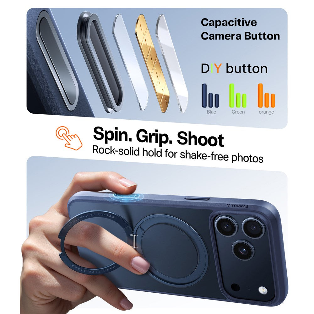 TORRAS Ostand O1 Guardian Series For iPhone 17 Pro Max Magnetic Case Rotating Kickstand TPU + PC Phone Cover