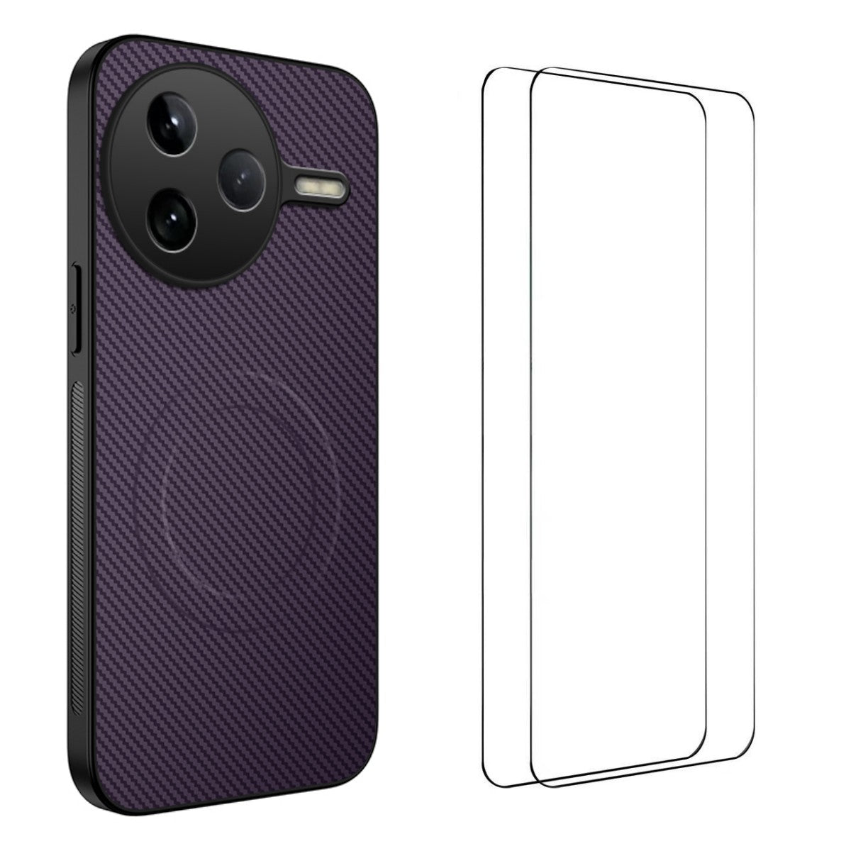 WANLONFENG For Xiaomi Poco F7 Pro 5G / Xiaomi Redmi K80 5G Magnetic Case  TQ1 Series Carbon Fiber Texture PC TPU Phone Cover with 2Pcs Screen Films