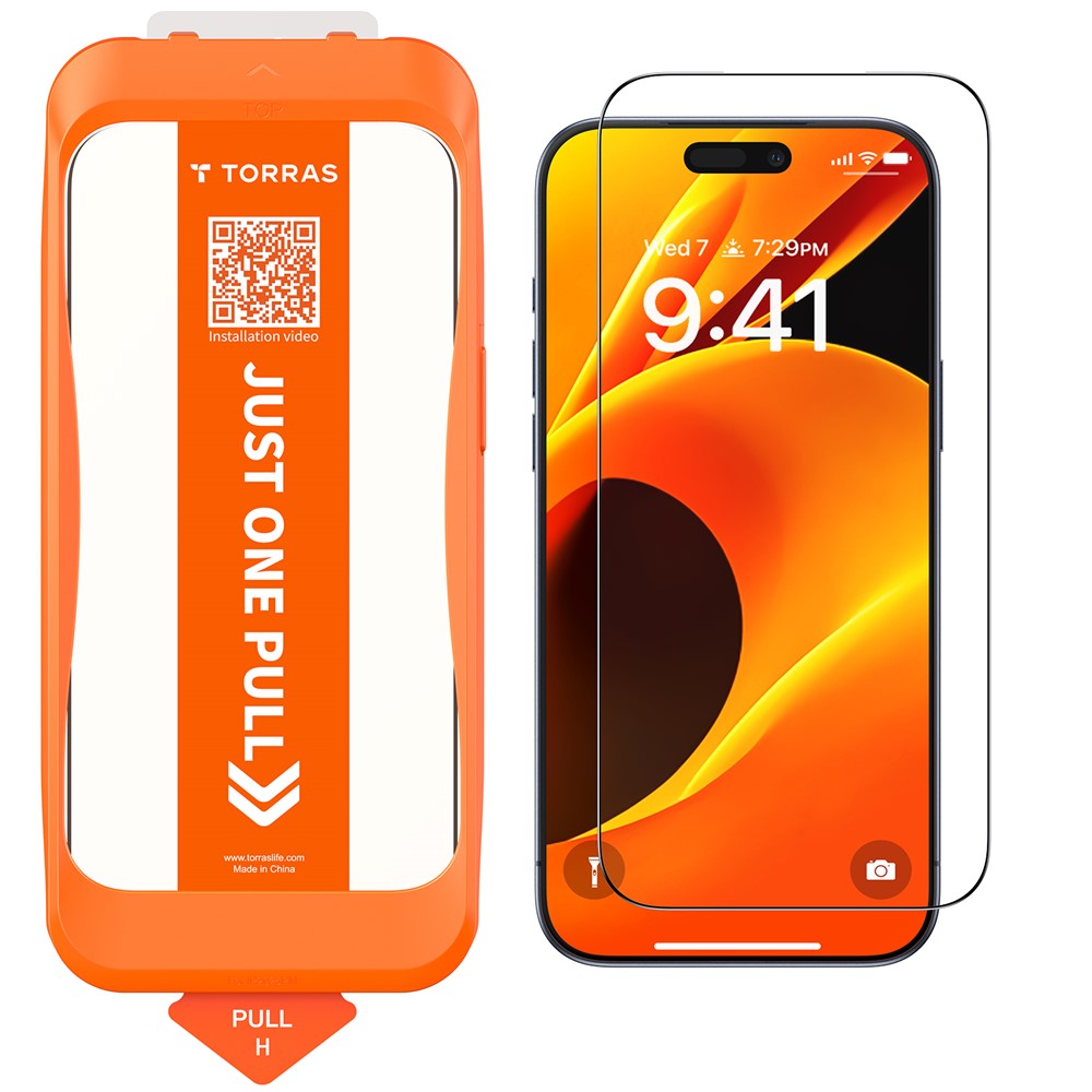 TORRAS Glassgo For iPhone 18 Pro / 17 Pro Screen Protector Tempered Glass HD Film with Automatic Dust Removal Tool