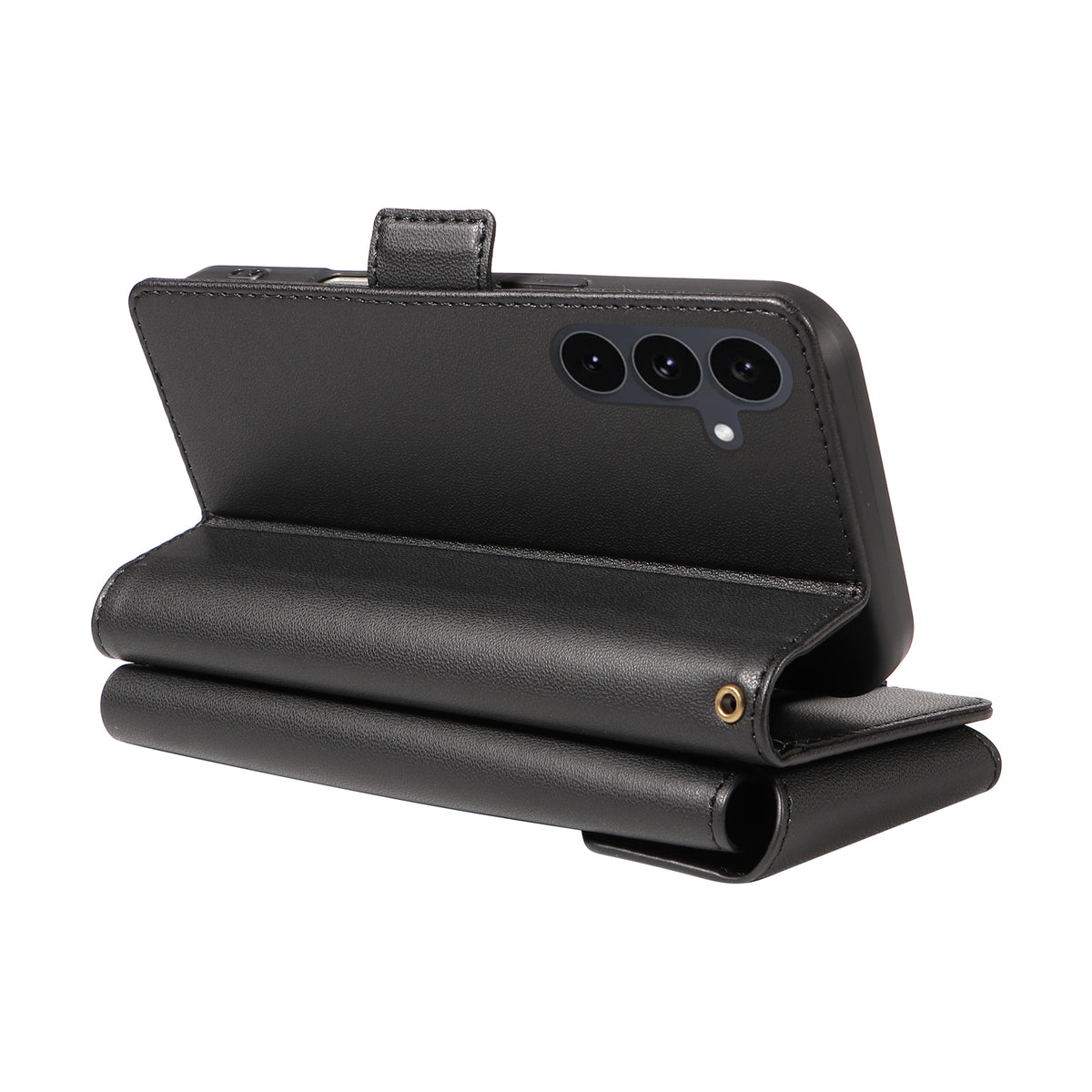 For Samsung Galaxy S25 FE Case with Multi-Card Holder and Strap PU Leather Phone Cover Stand