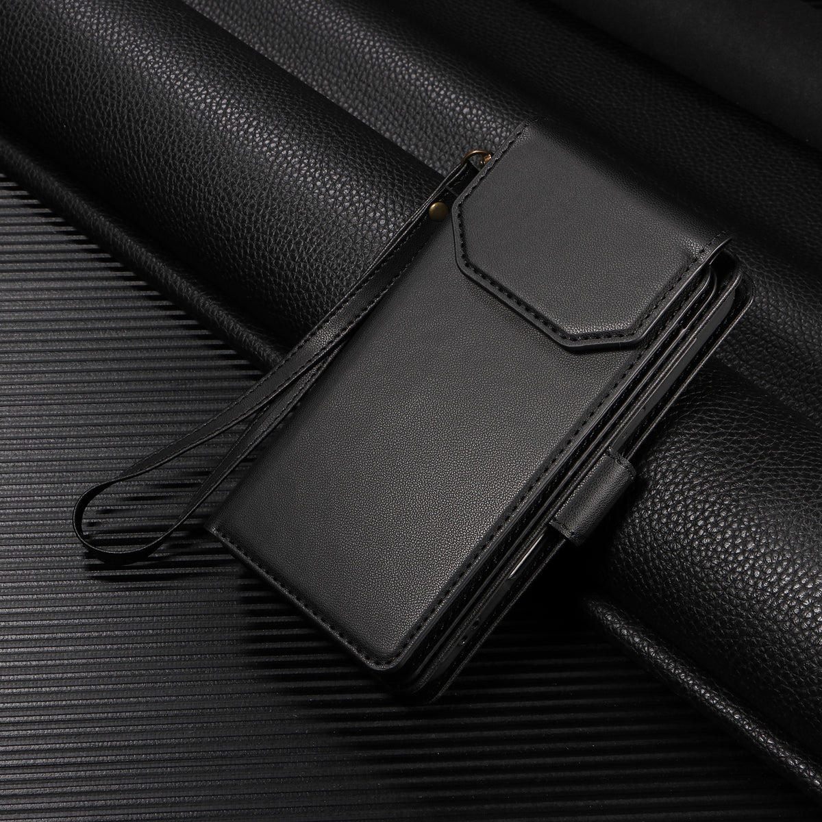 For Samsung Galaxy S25 FE Case with Multi-Card Holder and Strap PU Leather Phone Cover Stand