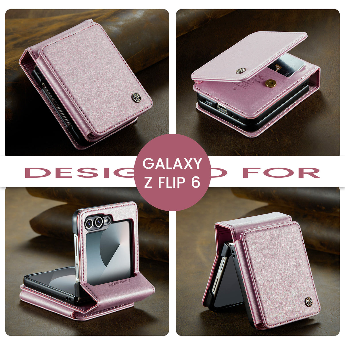 CASEME For Samsung Galaxy Z Flip7 FE 5G Case with RFID Blocking 5 Card Slots C22 Leather Back Cover