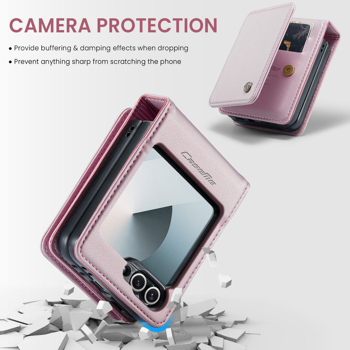 CASEME For Samsung Galaxy Z Flip7 FE 5G Case with RFID Blocking 5 Card Slots C22 Leather Back Cover