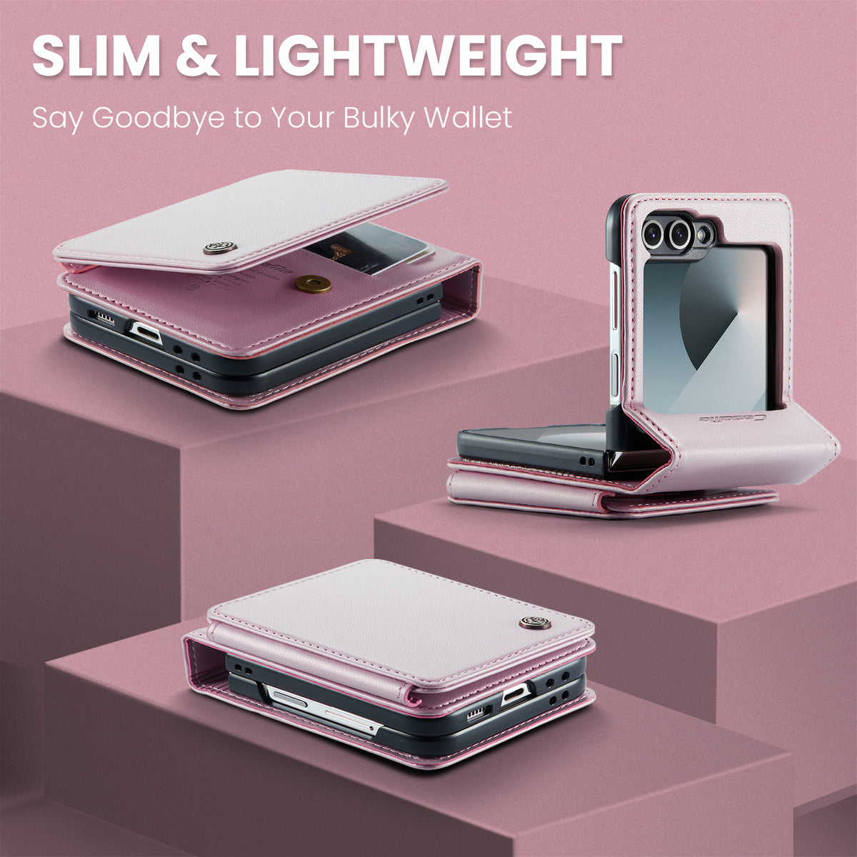 CASEME For Samsung Galaxy Z Flip7 FE 5G Case with RFID Blocking 5 Card Slots C22 Leather Back Cover