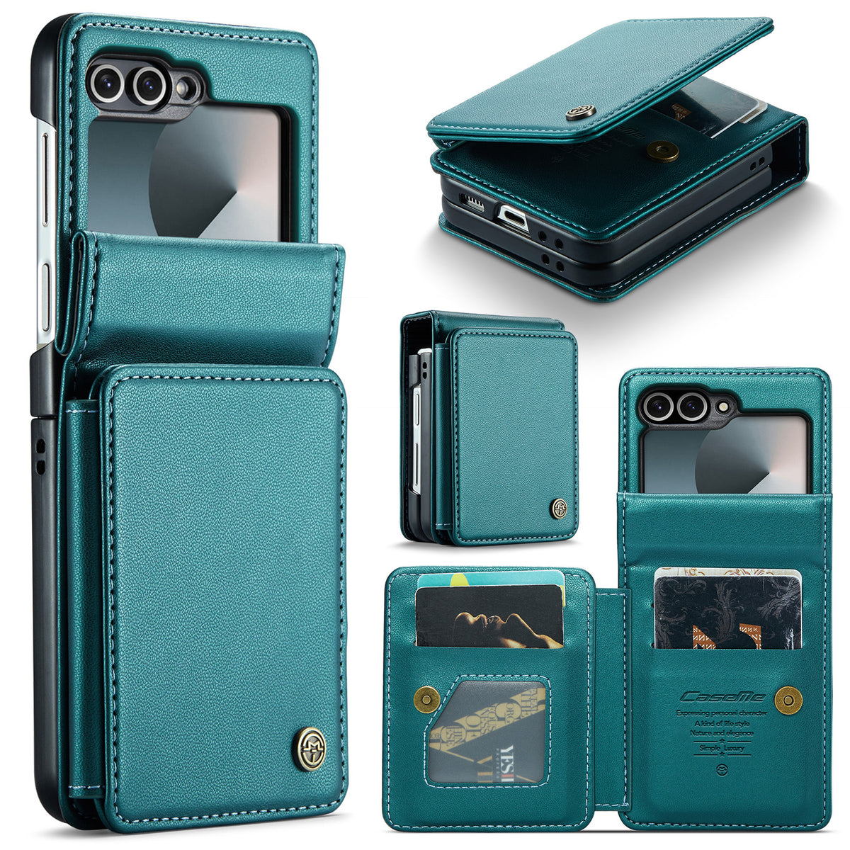 CASEME For Samsung Galaxy Z Flip7 FE 5G Case with RFID Blocking 5 Card Slots C22 Leather Back Cover