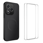 WANLONFENG magnetisk cover til Honor 400 Lite 5G TQ1-serien med kulfiberstruktur, PC- og TPU-mobilcover samt 2 skærmfilm