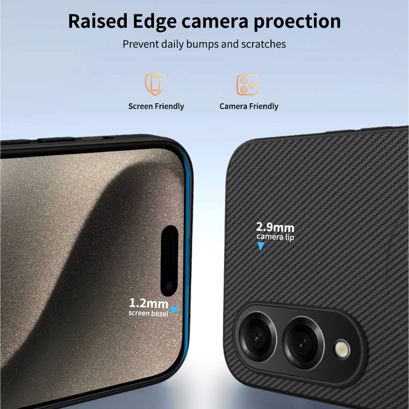 WANLONFENG Magnetiskt Skal För Samsung Galaxy S25 Edge TQ1-serien Kolfiberstruktur PC TPU mobilskal med 2 st. skärmfilmer
