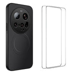 WANLONFENG för Xiaomi 15 ultramagnetiskt skal TQ1-serien kolfiberstruktur PC TPU-mobilskal med 2 st skärmfilmer