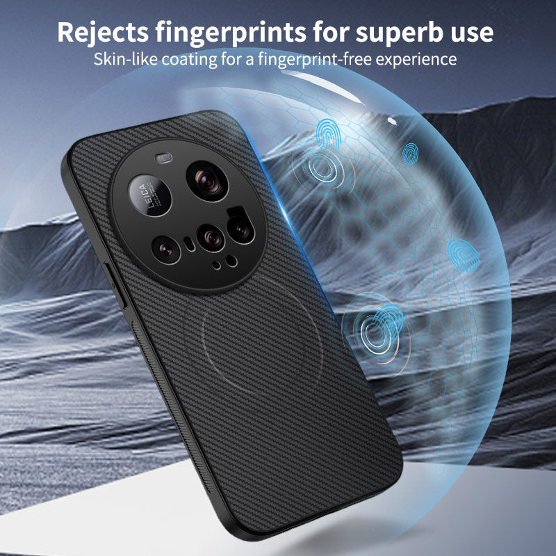 WANLONFENG för Xiaomi 15 ultramagnetiskt skal TQ1-serien kolfiberstruktur PC TPU-mobilskal med 2 st skärmfilmer