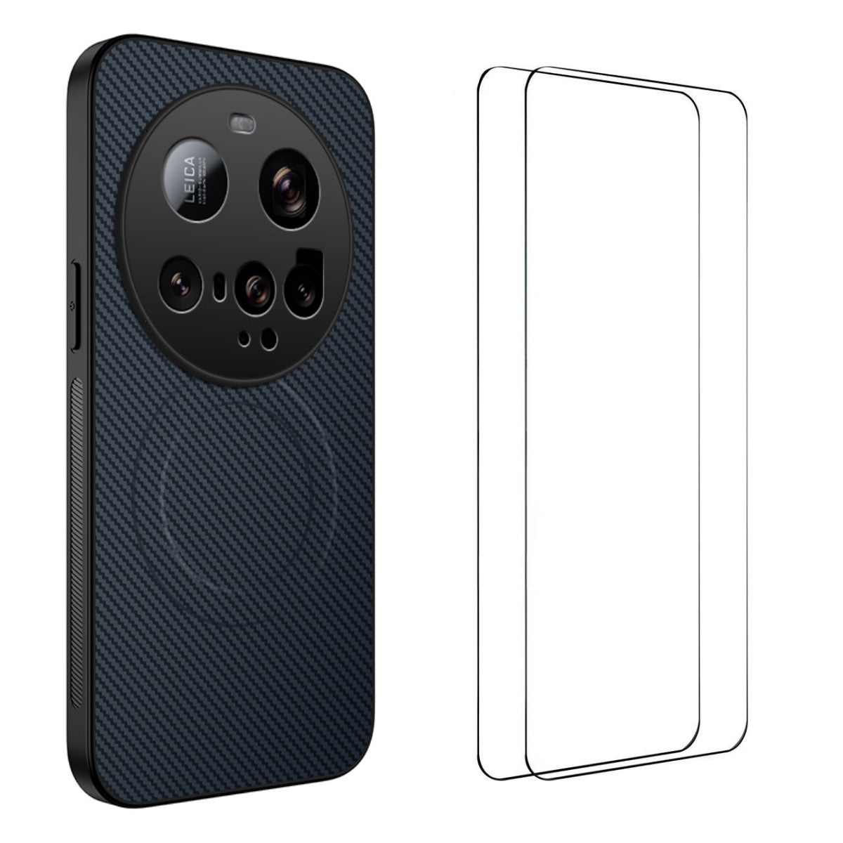 WANLONFENG för Xiaomi 15 ultramagnetiskt skal TQ1-serien kolfiberstruktur PC TPU-mobilskal med 2 st skärmfilmer