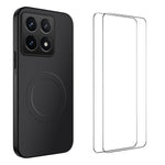 WANLONFENG For Xiaomi 14T Pro Magnetic Case  TQ1 Series Carbon Fiber Texture PC TPU Phone Cover with 2Pcs Screen Films
