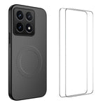 WANLONFENG For Xiaomi 14T Pro Magnetic Case  TQ1 Series Carbon Fiber Texture PC TPU Phone Cover with 2Pcs Screen Films