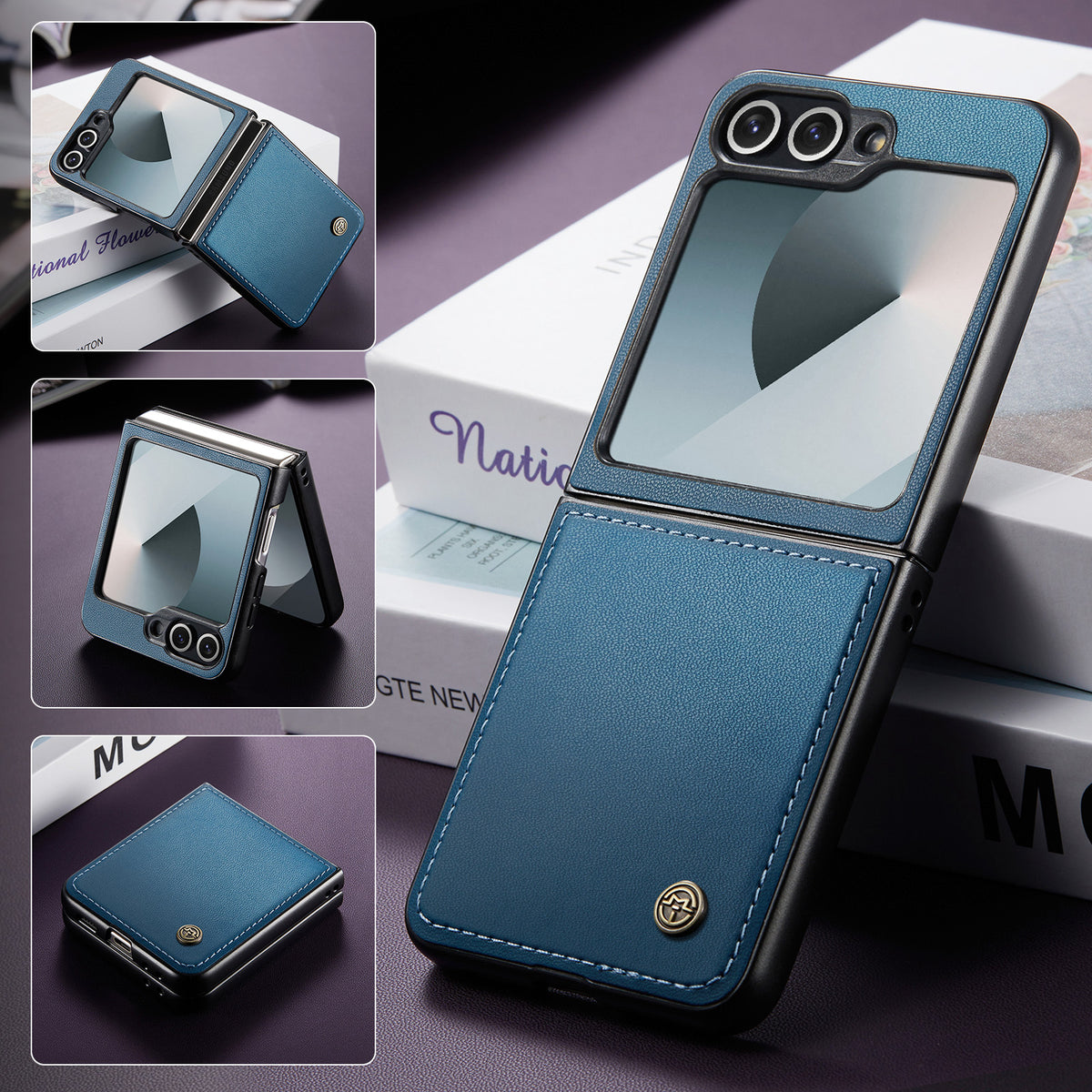 CASEME Til Samsung Galaxy Z Flip7 FE 5G Cover 023-serien RFID-blokerende glansfuldt standertelefoncover
