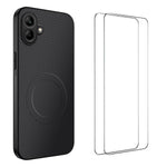 WANLONFENG magnetisk cover til Samsung Galaxy A06 5G i TQ1-serien, PC- og TPU-mobilcover med kulfibertekstur og 2 skærmfilm