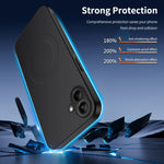 WANLONFENG magnetisk cover til Samsung Galaxy A06 5G i TQ1-serien, PC- og TPU-mobilcover med kulfibertekstur og 2 skærmfilm