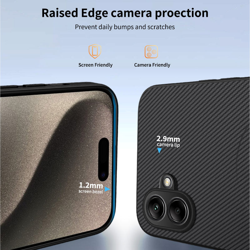 WANLONFENG magnetisk cover til Samsung Galaxy A06 5G i TQ1-serien, PC- og TPU-mobilcover med kulfibertekstur og 2 skærmfilm