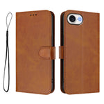 For iPhone 17e / 16e Wallet Case RFID Blocking Calf Texture Leather Stand Phone Cover with Strap