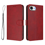 For iPhone 17e / 16e Wallet Case RFID Blocking Calf Texture Leather Stand Phone Cover with Strap