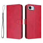 For iPhone 17e / 16e Wallet Case RFID Blocking Calf Texture Leather Stand Phone Cover with Strap