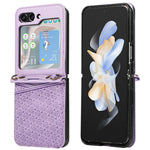 For Samsung Galaxy Z Flip6 5G Case Imprinted Rhombus Leather Phone Cover with Card Slots