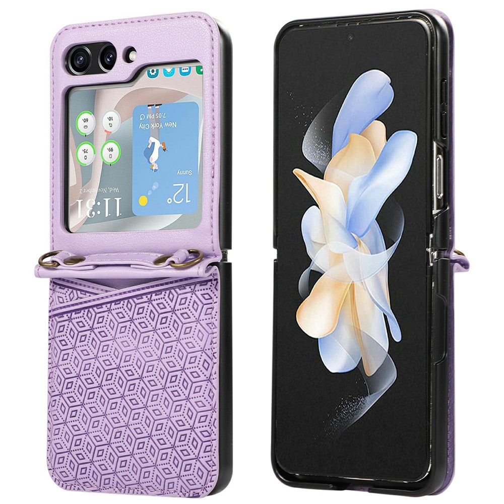 For Samsung Galaxy Z Flip6 5G Case Imprinted Rhombus Leather Phone Cover with Card Slots