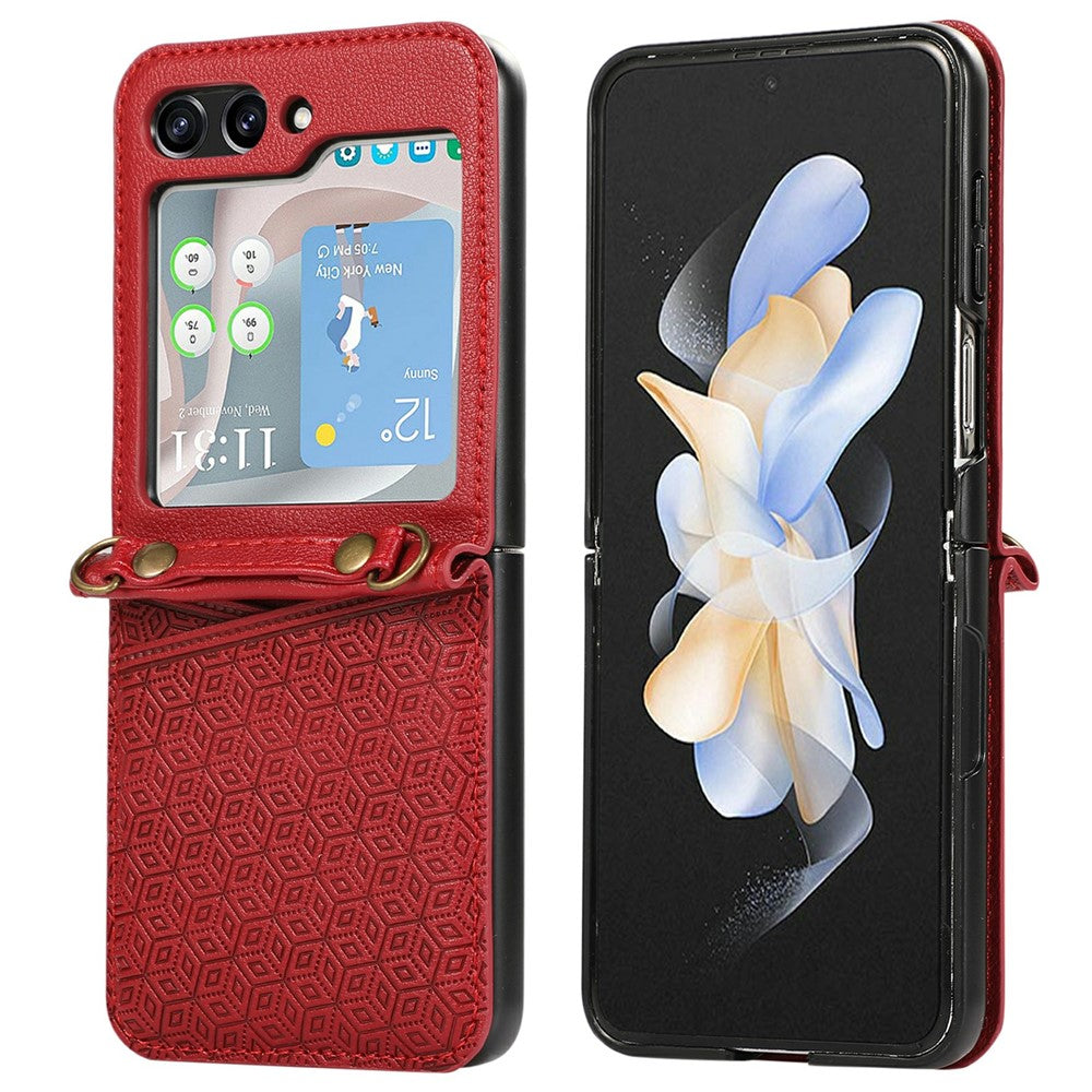 For Samsung Galaxy Z Flip6 5G Case Imprinted Rhombus Leather Phone Cover with Card Slots