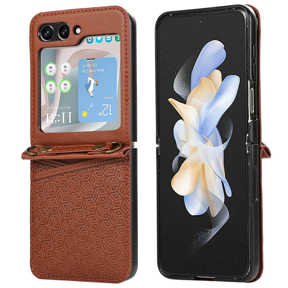 For Samsung Galaxy Z Flip6 5G Case Imprinted Rhombus Leather Phone Cover with Card Slots