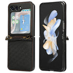 For Samsung Galaxy Z Flip6 5G Case Imprinted Rhombus Leather Phone Cover with Card Slots