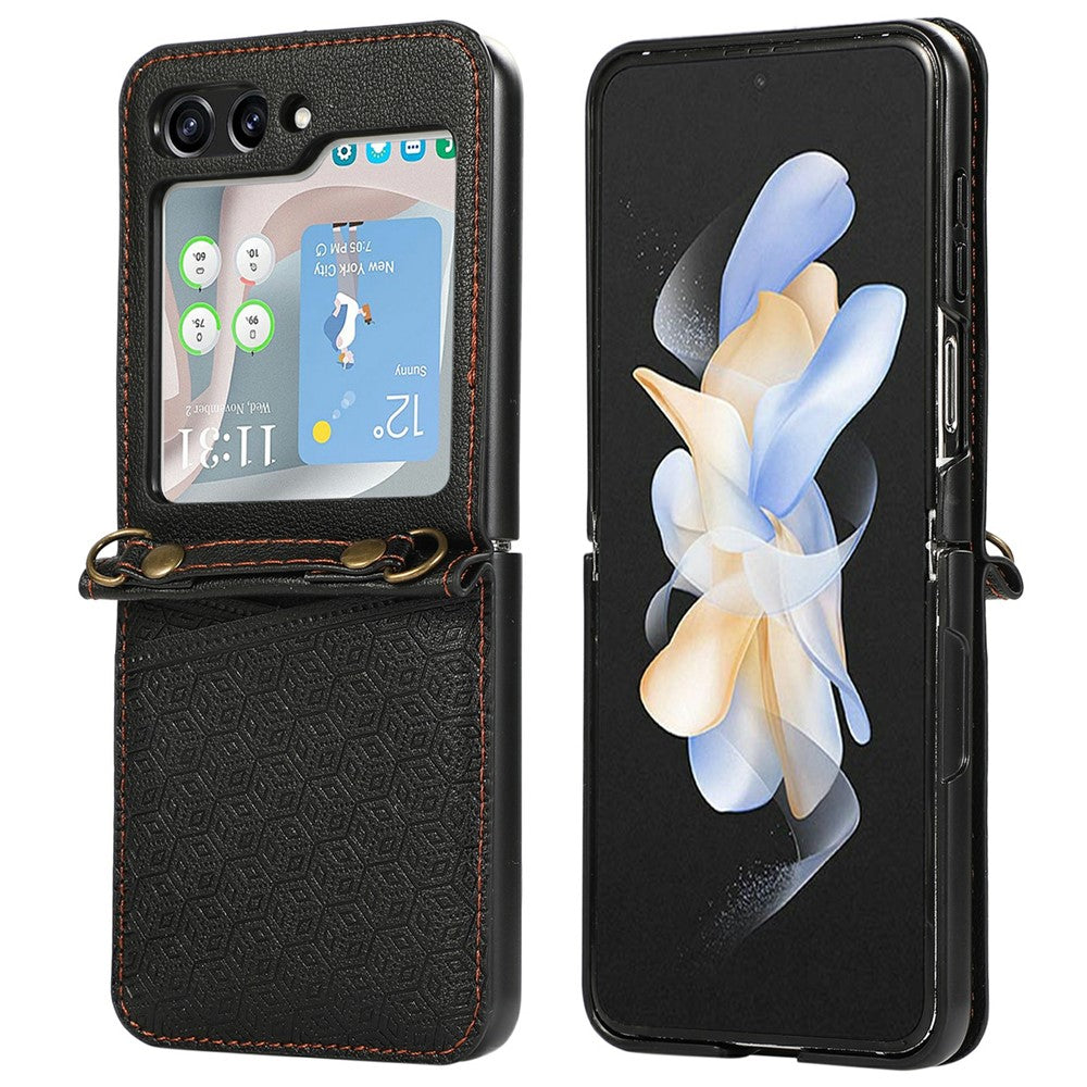 For Samsung Galaxy Z Flip6 5G Case Imprinted Rhombus Leather Phone Cover with Card Slots