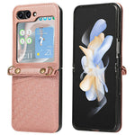 For Samsung Galaxy Z Flip6 5G Case Imprinted Rhombus Leather Phone Cover with Card Slots