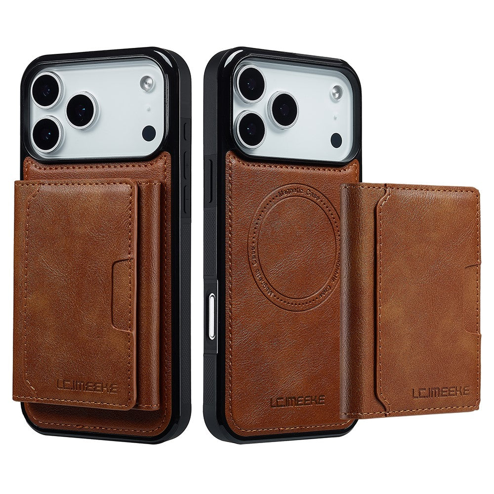 LC.IMEEKE L5 For iPhone 18 Pro Max / 17 Pro Max Magnetic Phone Case Leather Back Cover with Detachable Card Holder