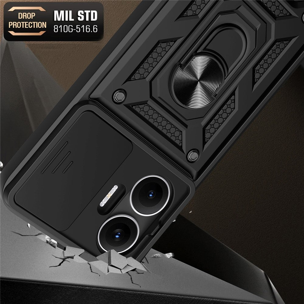 For Xiaomi Redmi Turbo 4 Pro 5G  /  Poco F7 5G Case with Slide Camera Lid PC + TPU Kickstand Phone Cover