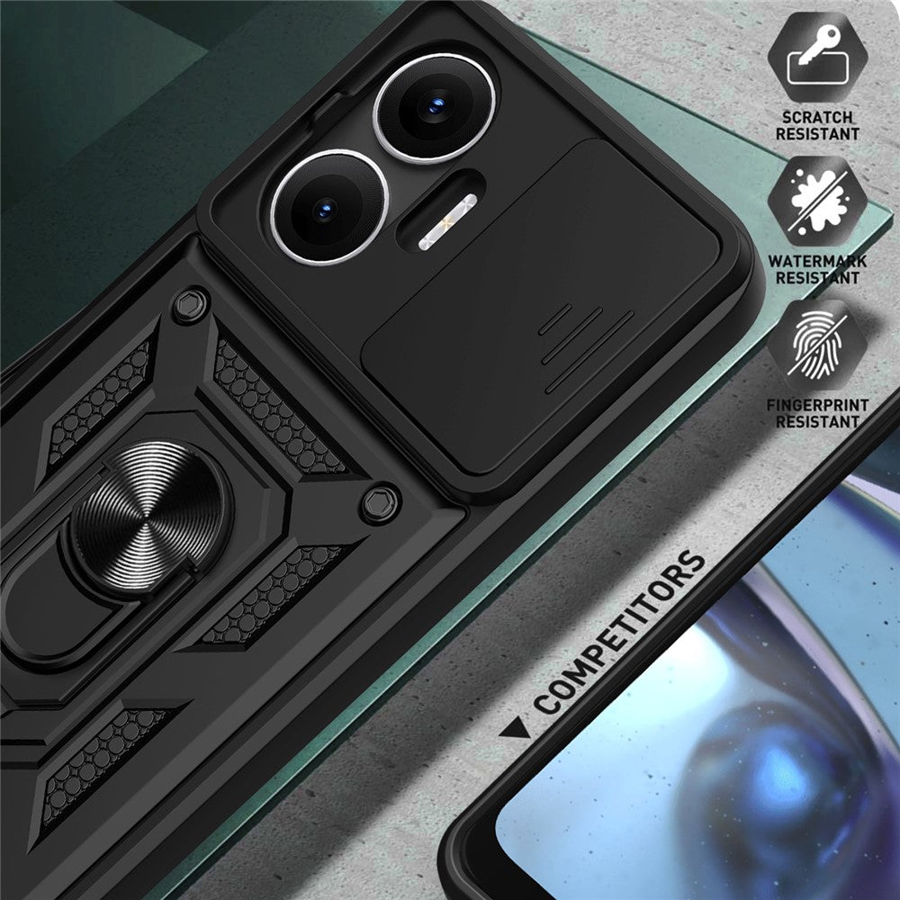 For Xiaomi Redmi Turbo 4 Pro 5G  /  Poco F7 5G Case with Slide Camera Lid PC + TPU Kickstand Phone Cover
