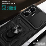 For Xiaomi Redmi Turbo 4 Pro 5G  /  Poco F7 5G Case with Slide Camera Lid PC + TPU Kickstand Phone Cover