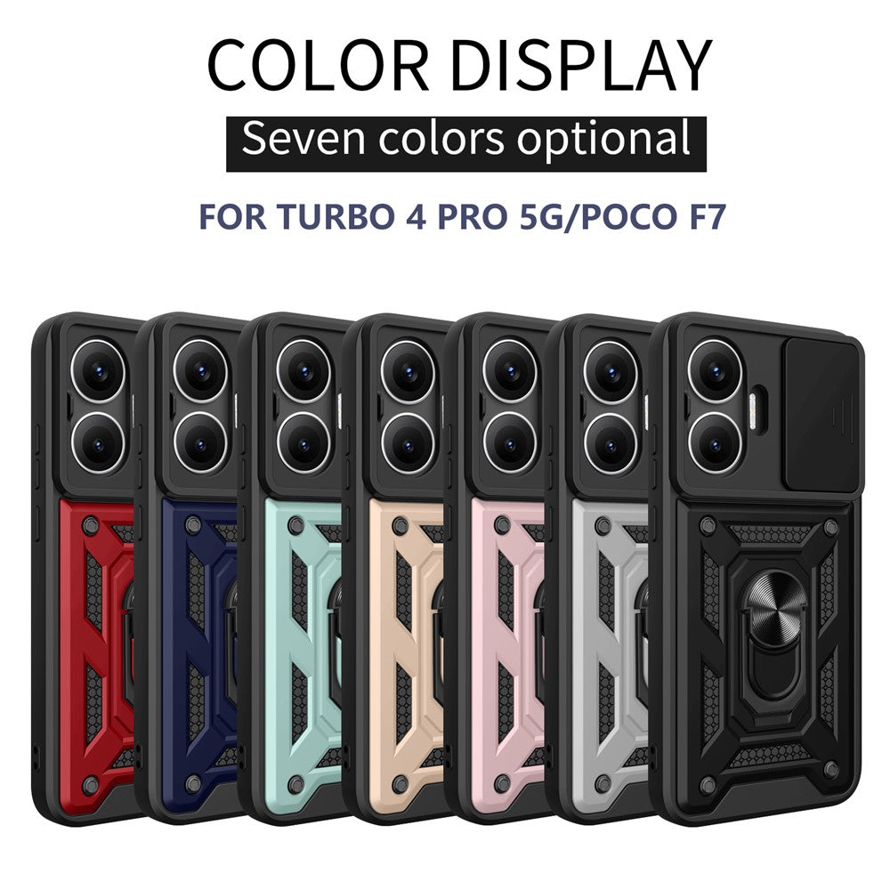 For Xiaomi Redmi Turbo 4 Pro 5G  /  Poco F7 5G Case with Slide Camera Lid PC + TPU Kickstand Phone Cover
