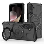 Til Samsung Galaxy M36 5G Magnetisk Cover Roterende Metal Kickstand Stødabsorberende PC + TPU Telefon Bagcover