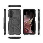 Til Samsung Galaxy M36 5G Magnetisk Cover Roterende Metal Kickstand Stødabsorberende PC + TPU Telefon Bagcover