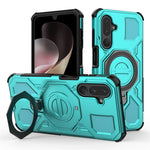 Til Samsung Galaxy M36 5G Magnetisk Cover Roterende Metal Kickstand Stødabsorberende PC + TPU Telefon Bagcover