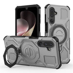 Til Samsung Galaxy M36 5G Magnetisk Cover Roterende Metal Kickstand Stødabsorberende PC + TPU Telefon Bagcover