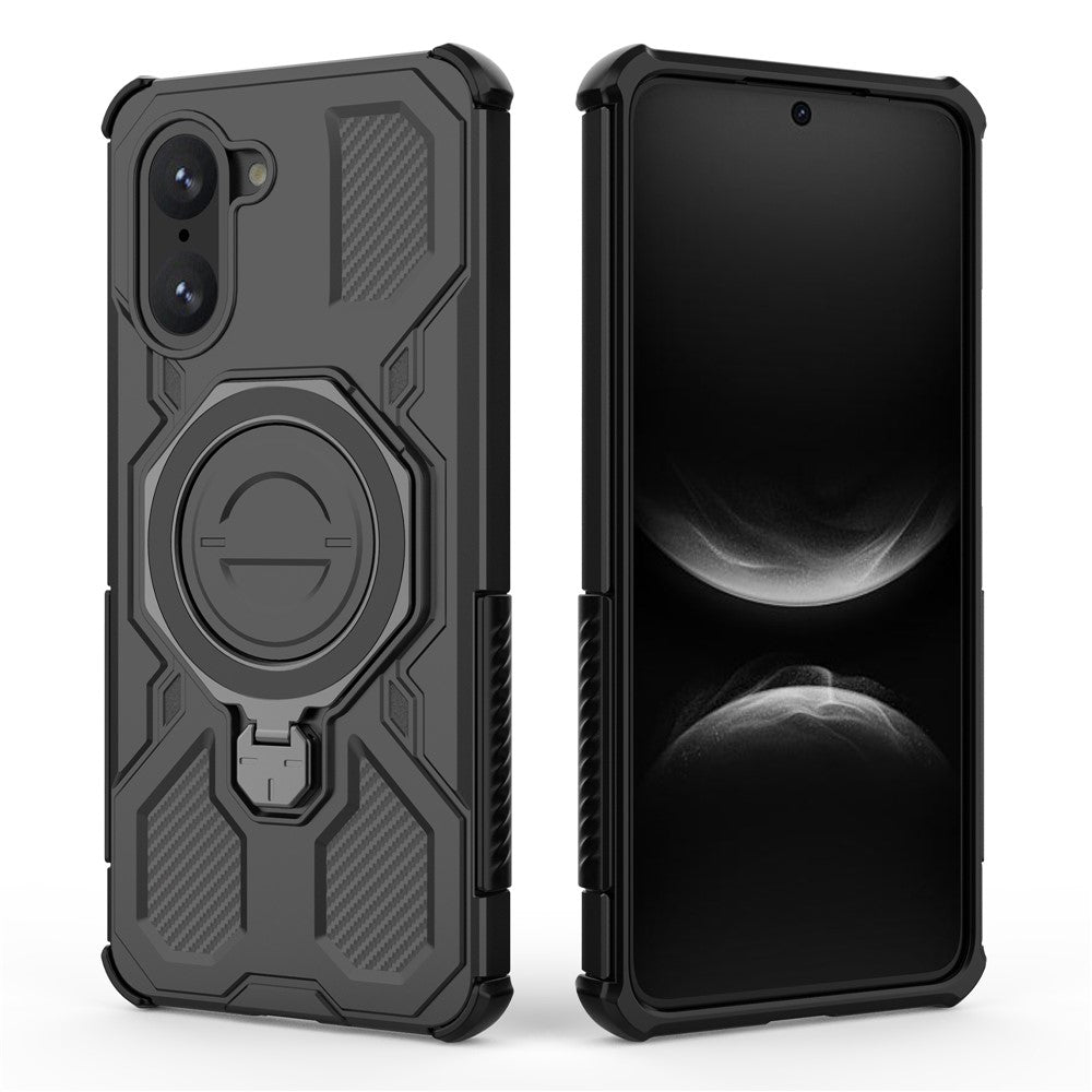 For OnePlus Nord CE5 5G / Ace 5 Racing 5G Magnetic Case Rotating Metal Kickstand PC + TPU Phone Back Cover