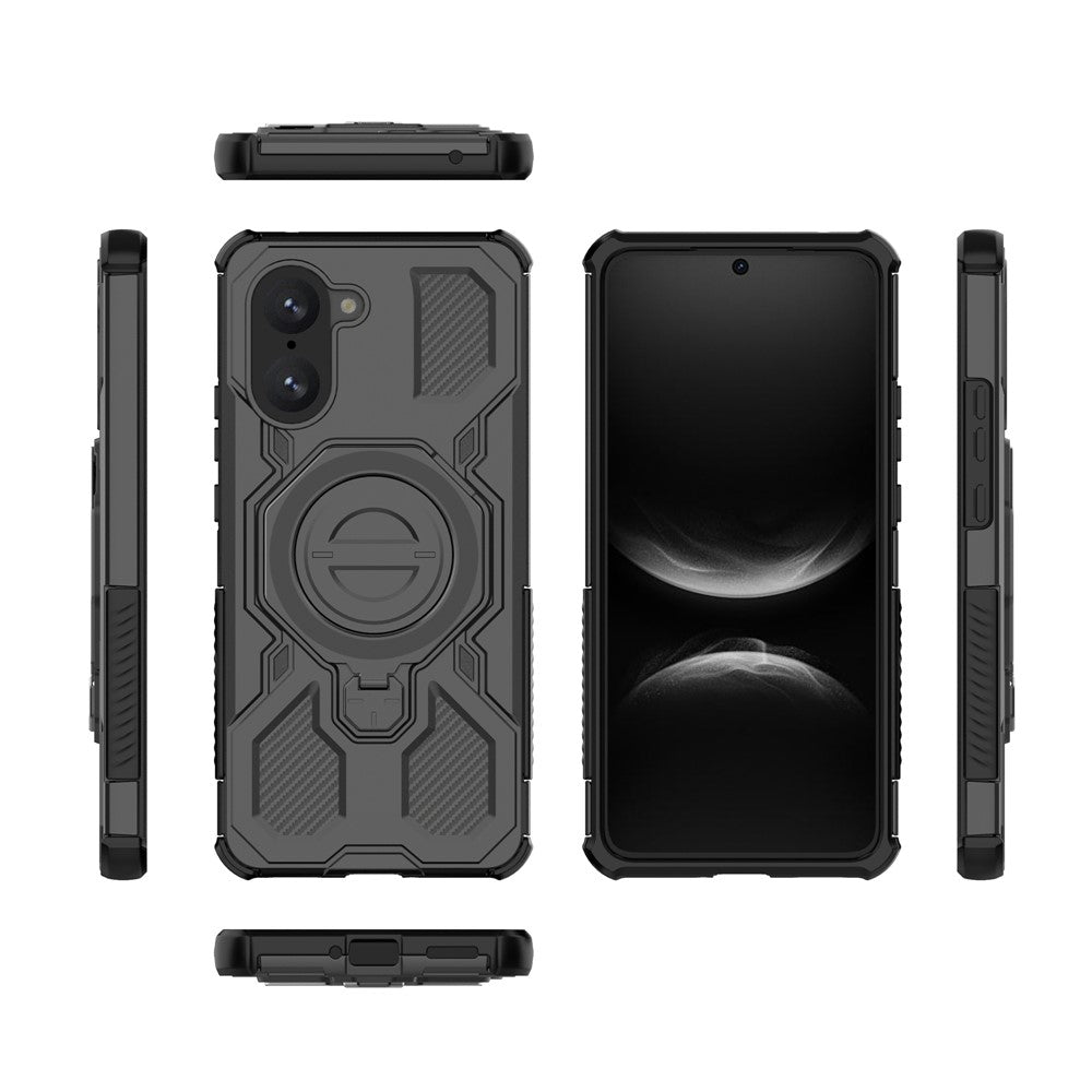 For OnePlus Nord CE5 5G / Ace 5 Racing 5G Magnetic Case Rotating Metal Kickstand PC + TPU Phone Back Cover